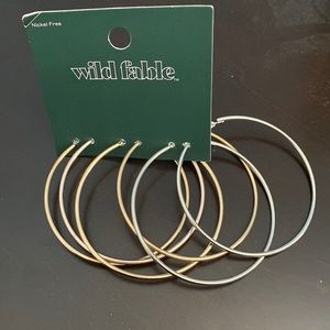 Hoop Earrings Set of 3 Silver and Gold